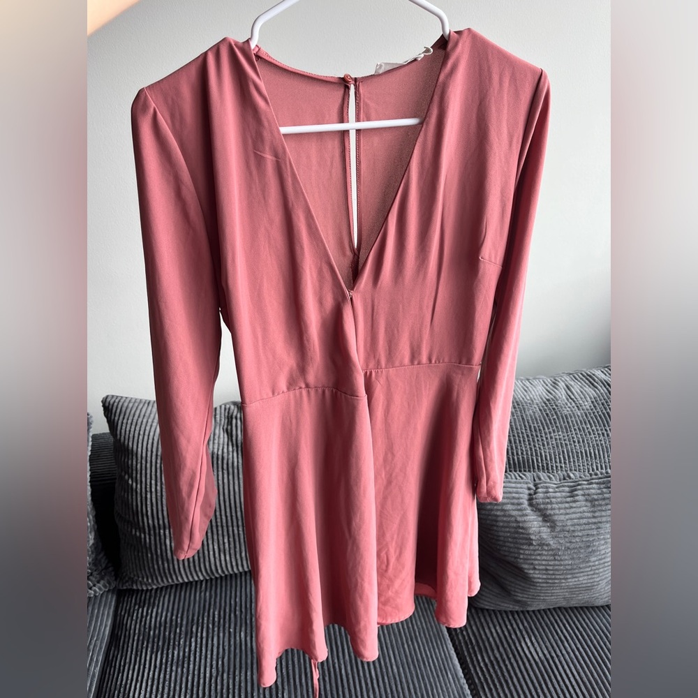 Elegant Pink V-Neck Women's Wrap Dress